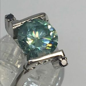 3 carat diamond Green mossanite ring great deal